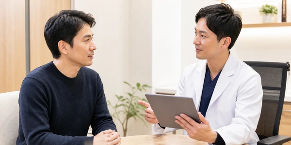 AGA治療について男性医師へ相談する日本人男性