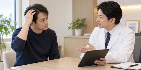 AGAについて男性医師へ相談する日本人男性